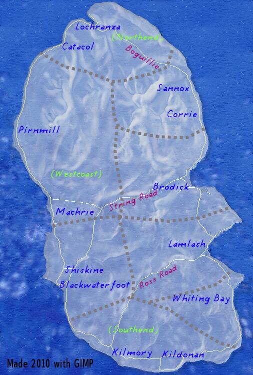 a clickable map to the Isle of Arran's 8 regions