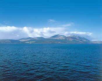 Brodick Bay with Goatfell in the background